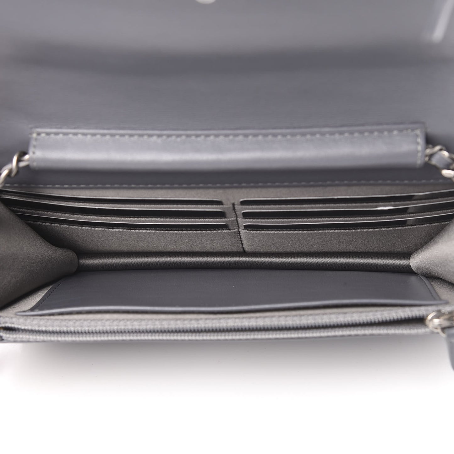 Patent Camellia Embossed Wallet on Chain WOC Dark Blue
