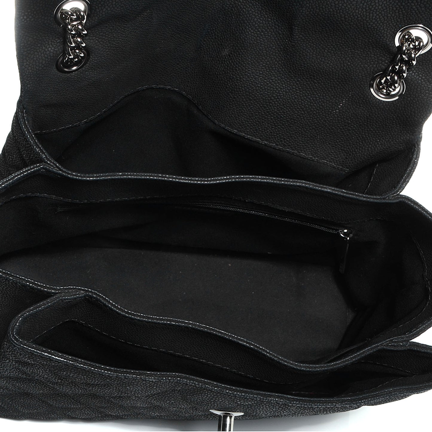 Iridescent Caviar Medium Lady Pearly Flap Black
