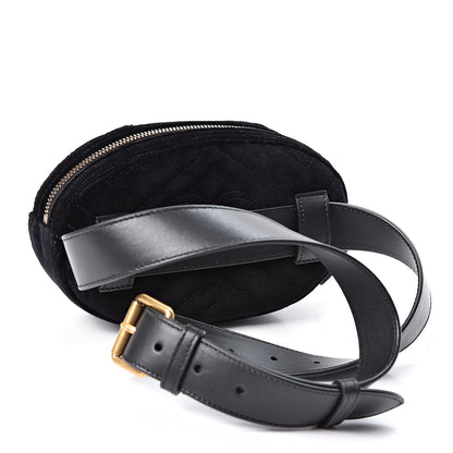 Gucci Velvet Matelasse GG Marmont Belt Bag 85 34 Black 2 of 10