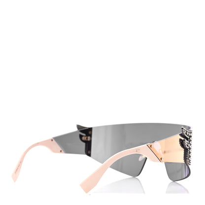Fendi Mirrored Crystal Embellished FFreedom Shield Sunglasses FF 0382/S Pink 4 of 9