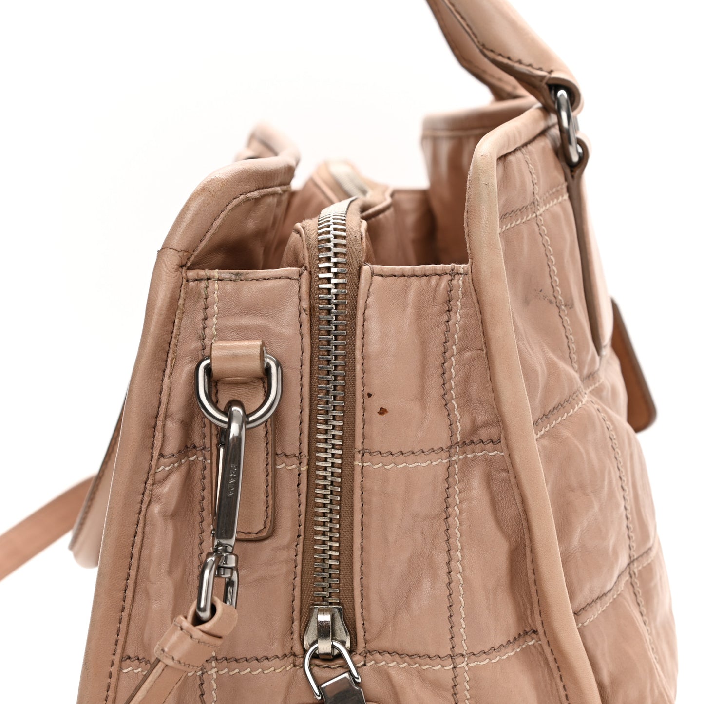 Nappa Antique Stitched Satchel Cammeo