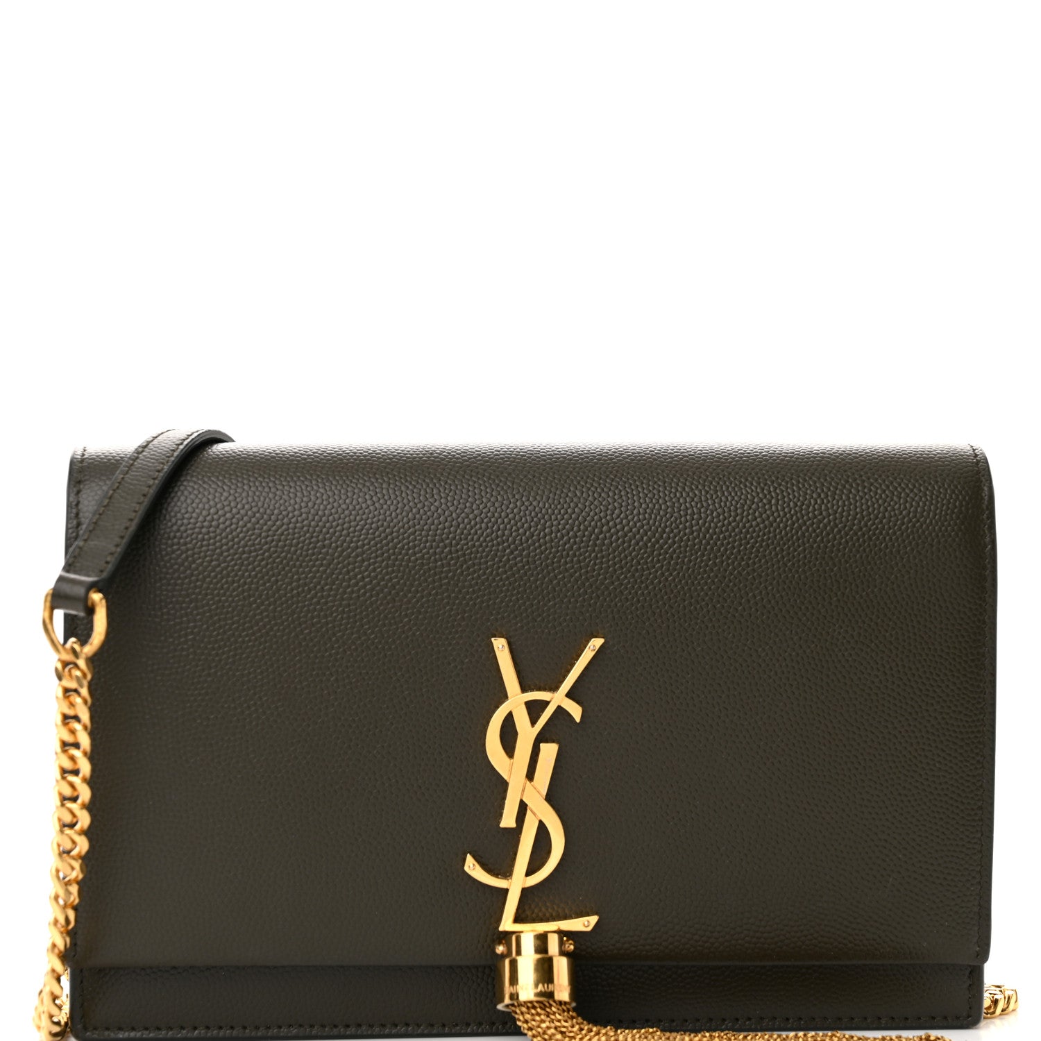Saint Laurent Grain De Poudre Classic Monogram Kate Tassel Chain Wallet Earth 7 of 10