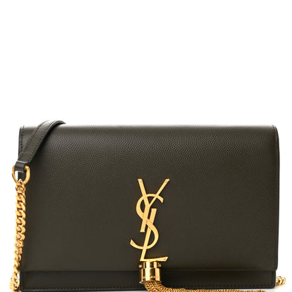 Saint Laurent Grain De Poudre Classic Monogram Kate Tassel Chain Wallet Earth 7 of 10