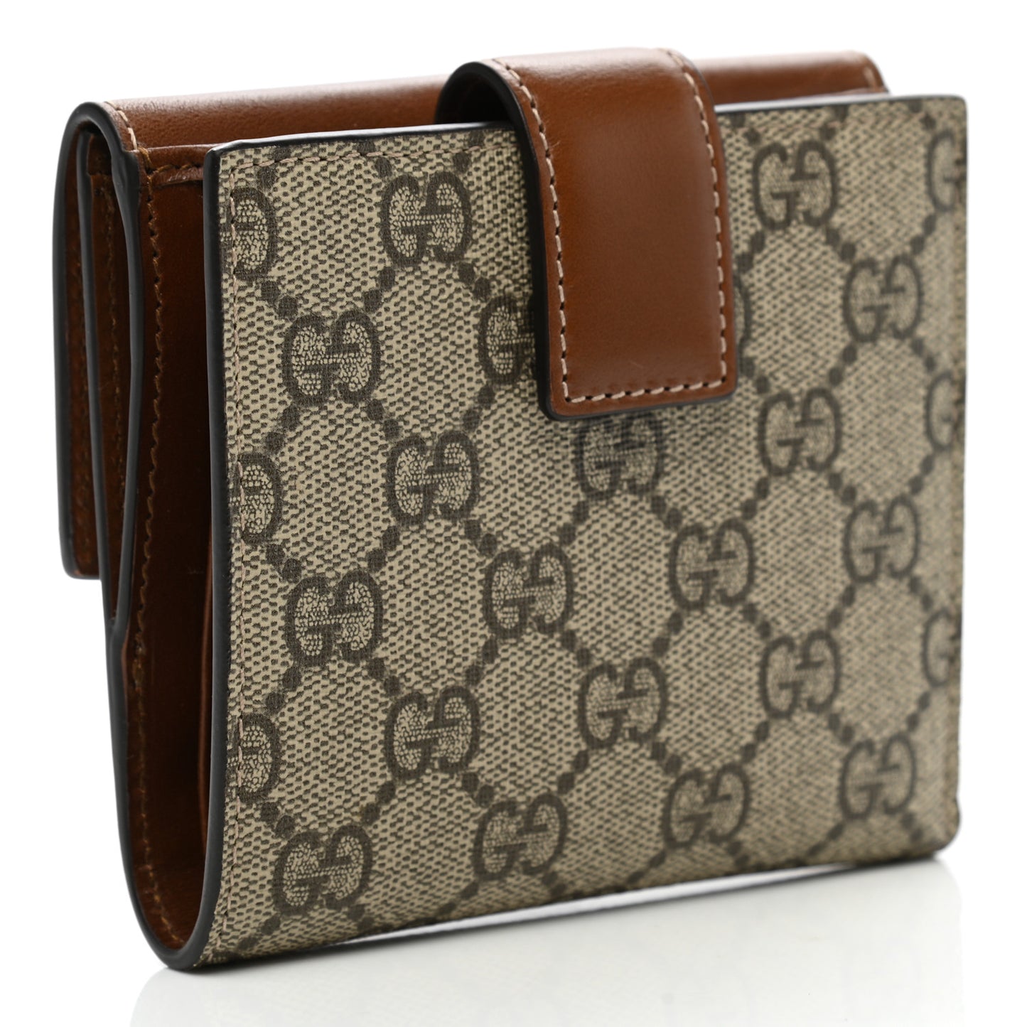 GG Supreme Monogram French Flap Wallet Brown
