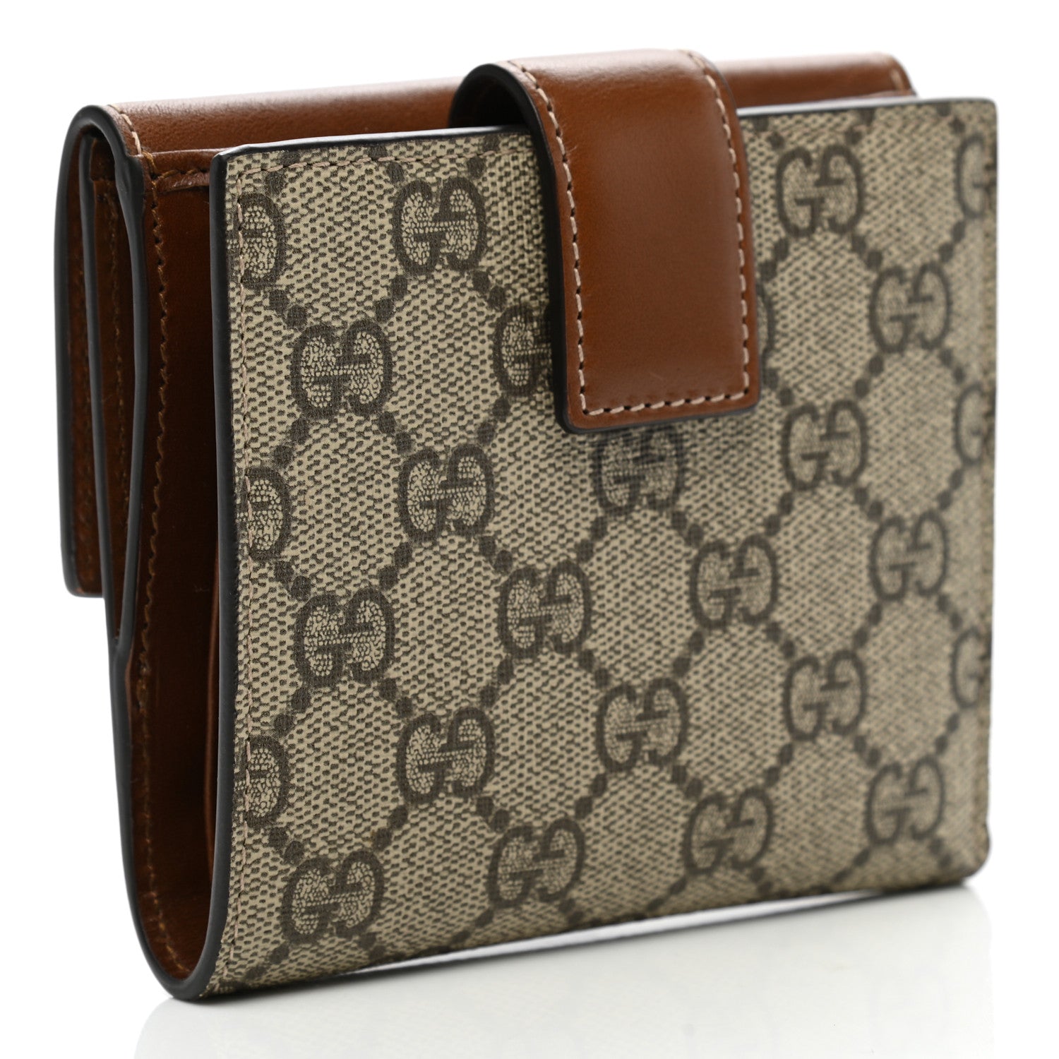 Gucci GG Supreme Monogram French Flap Wallet Brown 3 of 9