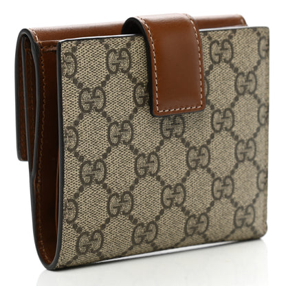 Gucci GG Supreme Monogram French Flap Wallet Brown 3 of 9