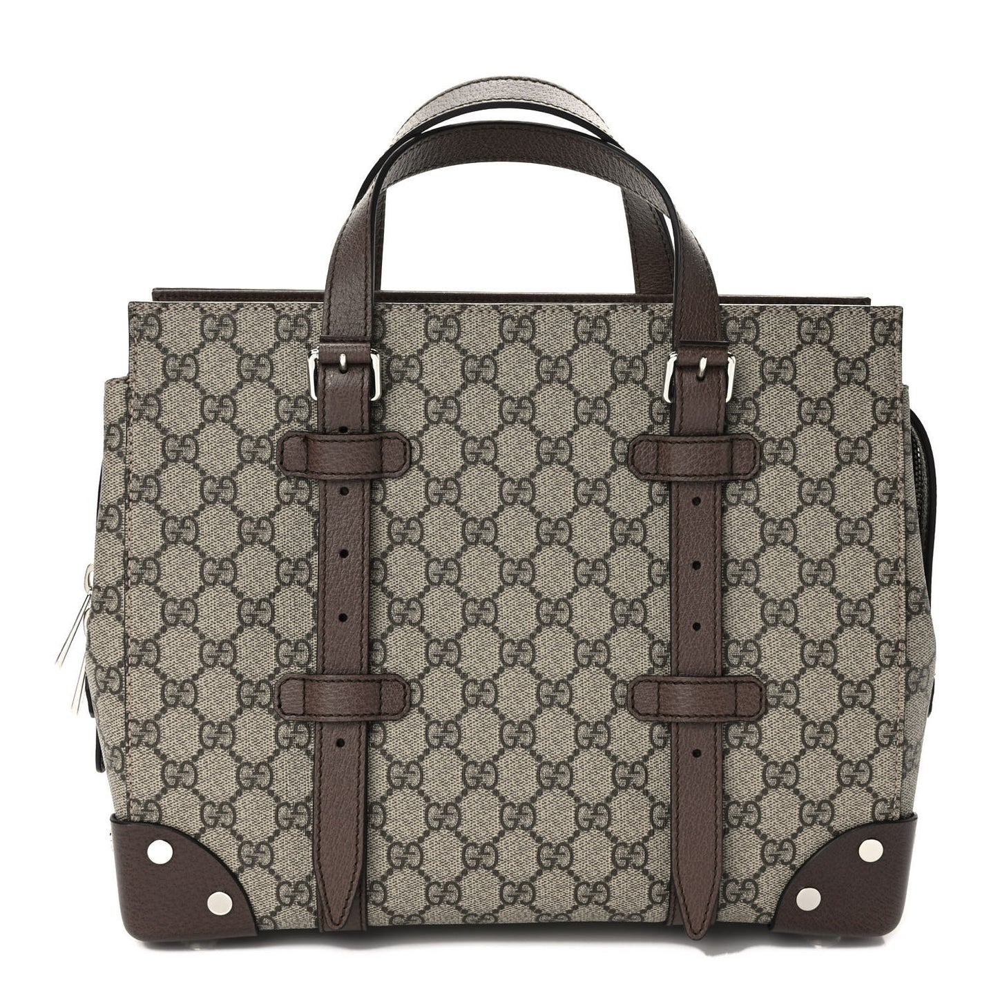 GG Supreme Monogram Textured Dollar Calfskin Small Detail Tote Beige Ebony New Acero