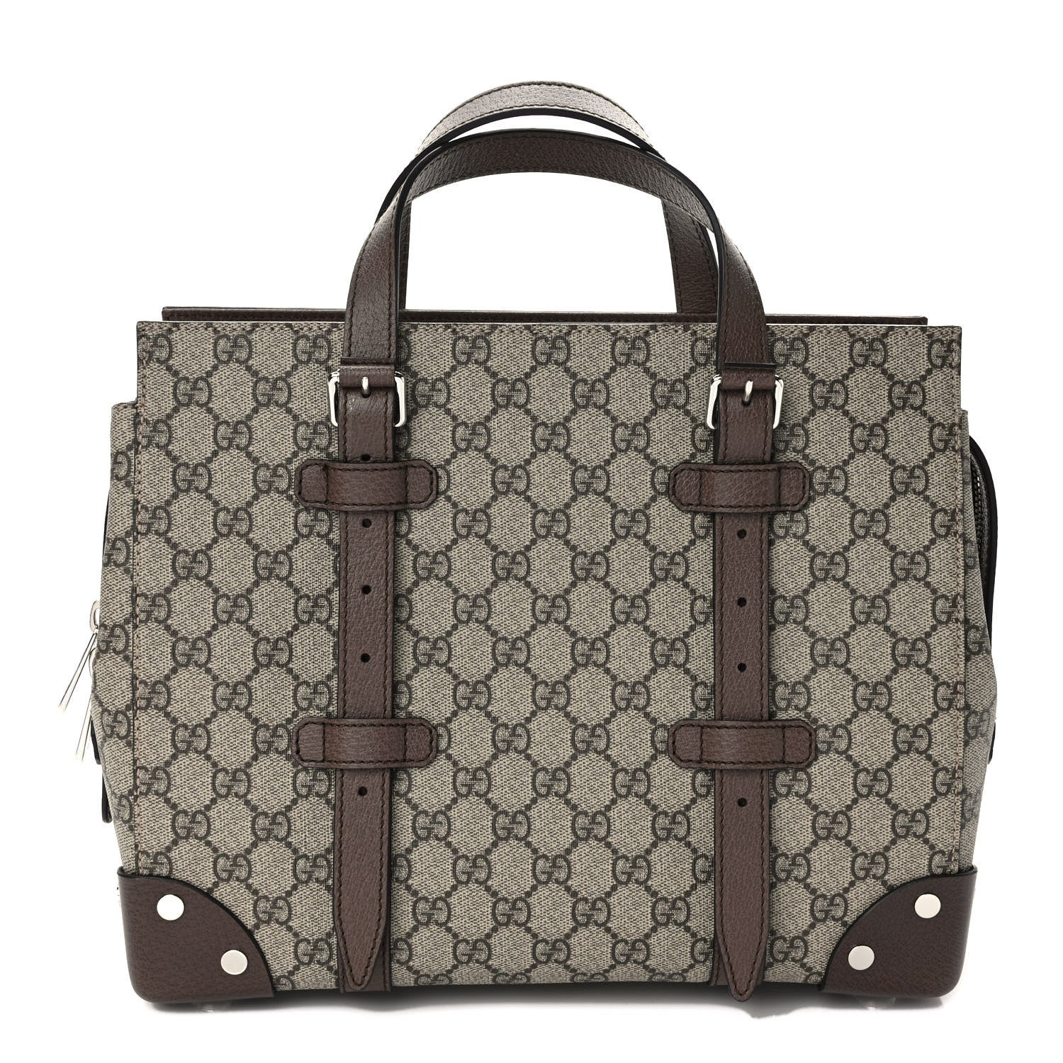 Gucci GG Supreme Monogram Textured Dollar Calfskin Small Detail Tote Beige Ebony New Acero 1 of 9