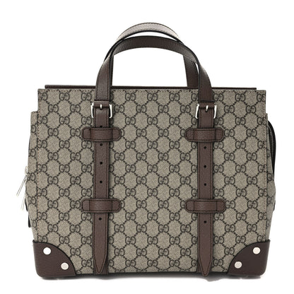 Gucci GG Supreme Monogram Textured Dollar Calfskin Small Detail Tote Beige Ebony New Acero 1 of 9