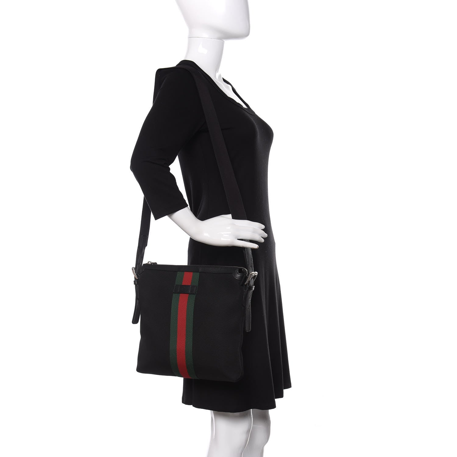 Gucci Techno Canvas Web Messenger Bag Black 2 of 10