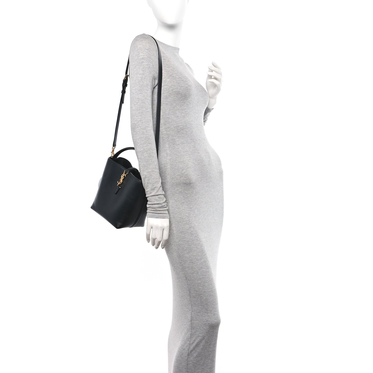 Saint Laurent Shiny Calfskin Le 37 Mini Bucket Bag Black 2 of 9