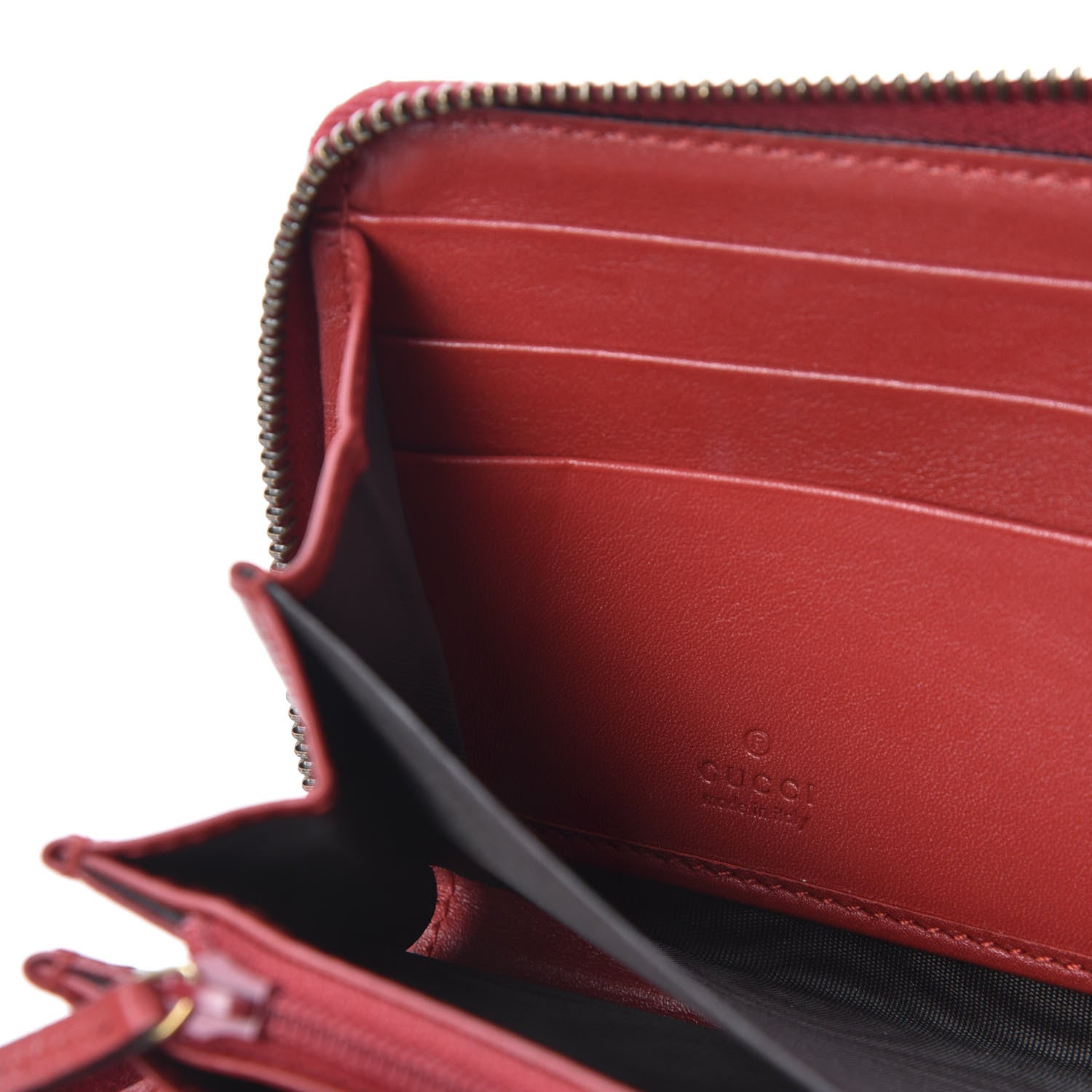 Gucci Calfskin Matelasse GG Marmont Zip Around Wallet Hibiscus Red 7 of 9