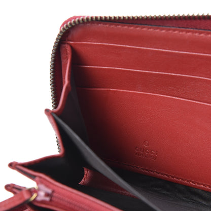 Gucci Calfskin Matelasse GG Marmont Zip Around Wallet Hibiscus Red 7 of 9