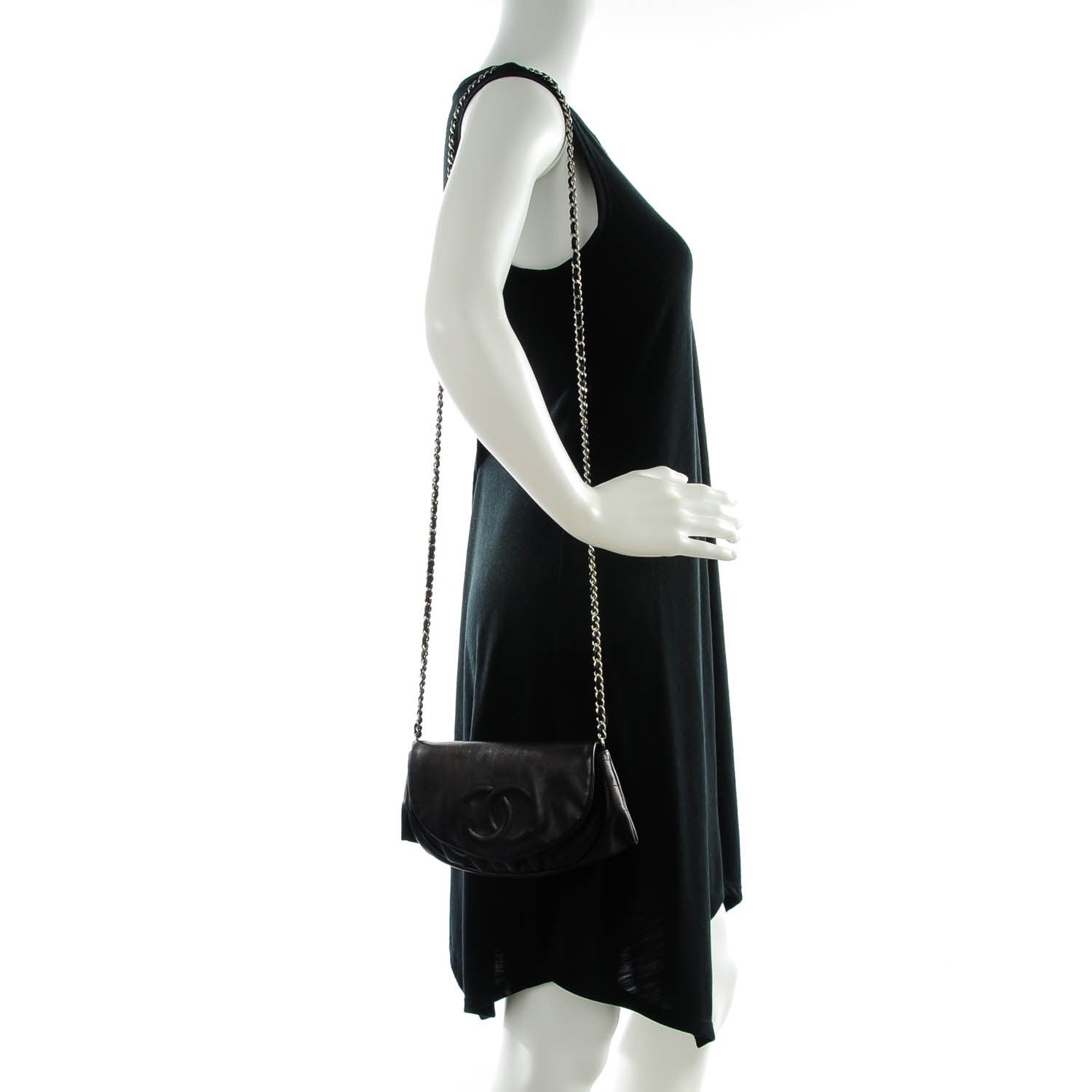 Chanel Caviar Half Moon Wallet On Chain WOC Black 2 of 8