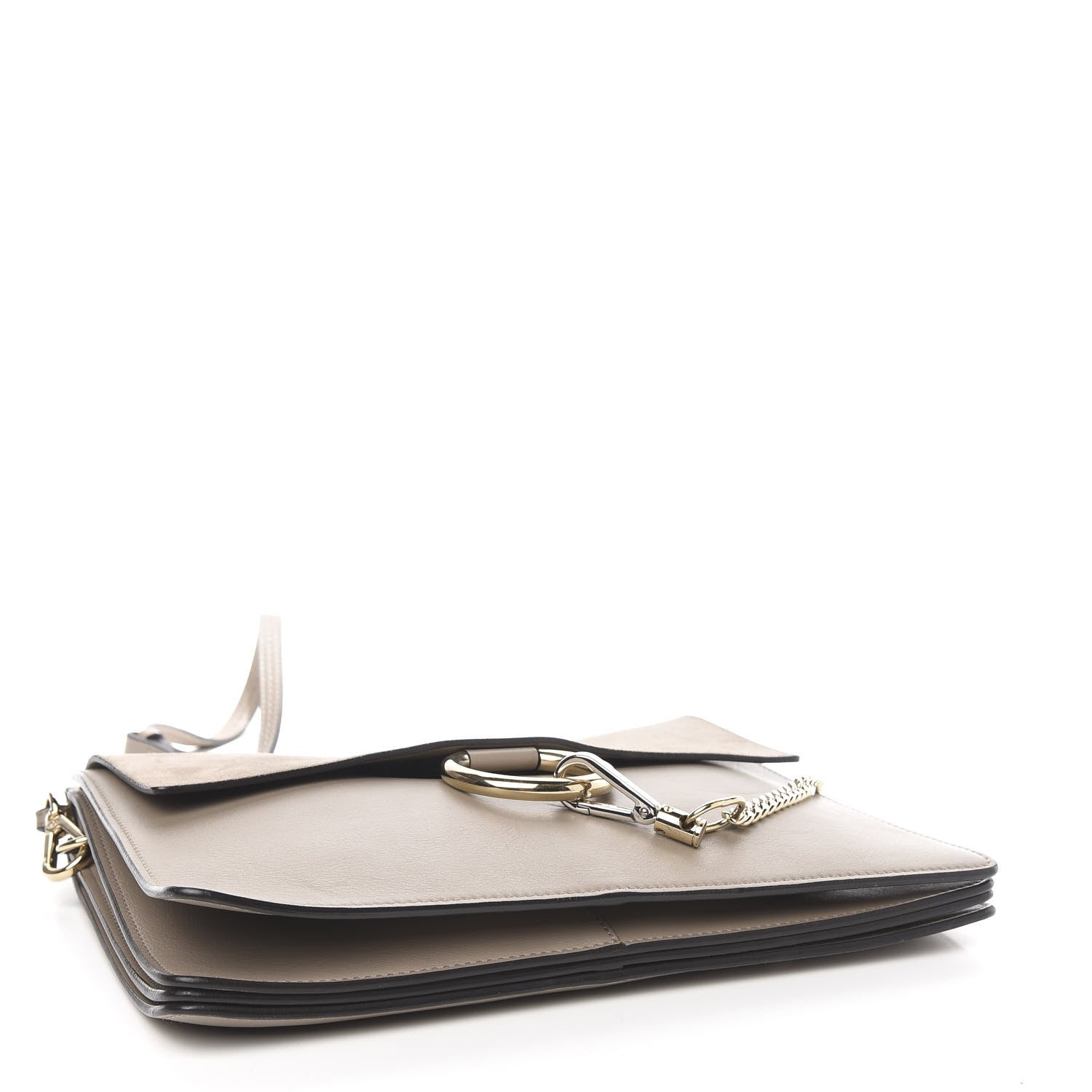Chloe Calfskin Suede Medium Faye Shoulder Bag Motty Grey 4 of 9