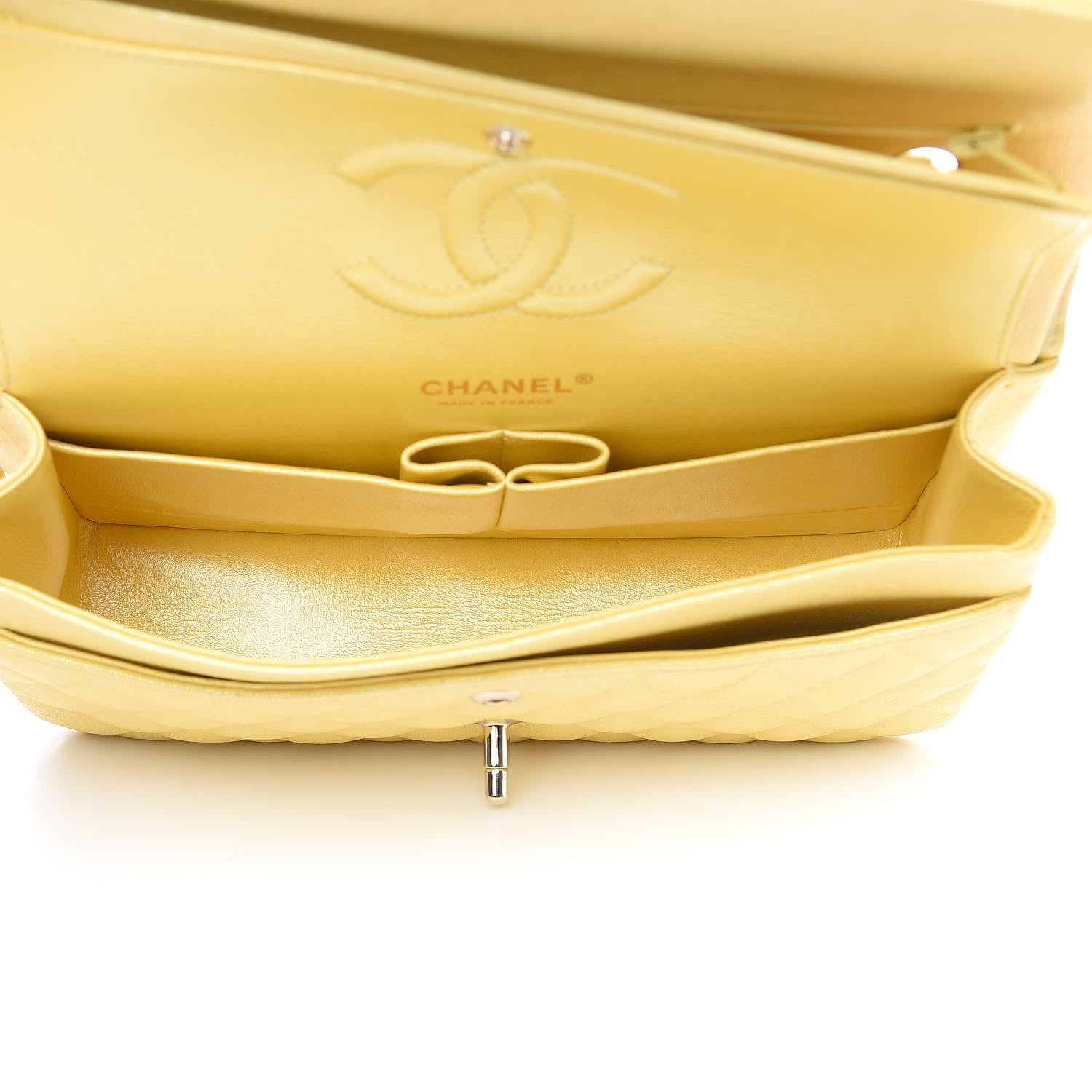 Chanel Iridescent Caviar Quilted Medium Double Flap Yellow 5 of 10