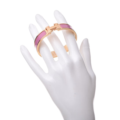 Hermes Enamel Narrow Clic Clac H Bracelet PM Rose Velours 2 of 6