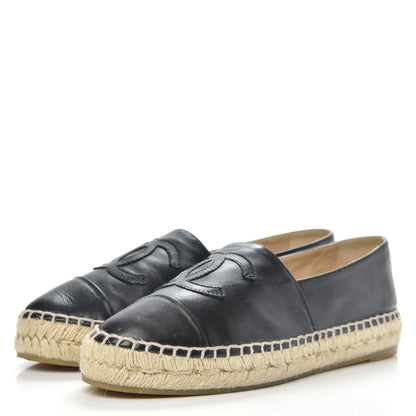 Chanel Lambskin CC Espadrilles 37 Black 3 of 9