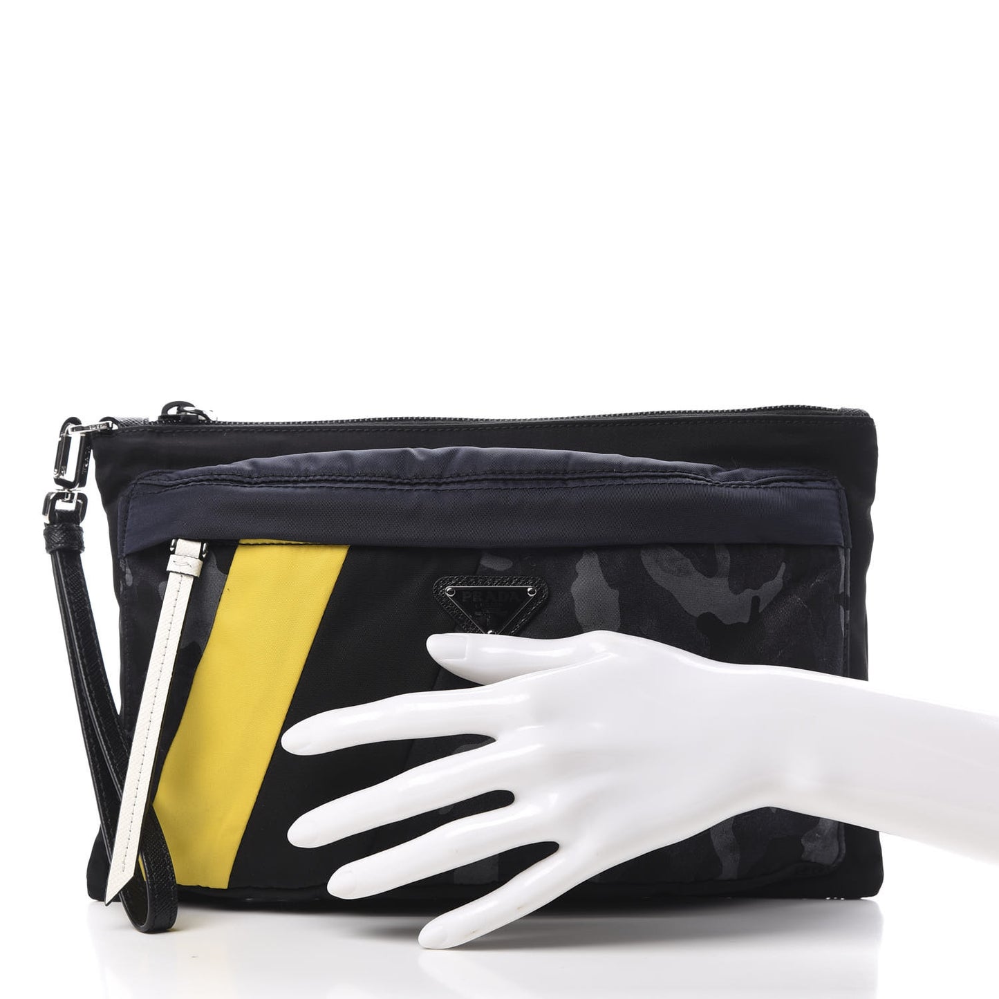 Tessuto Nylon Saffiano Patch Camouflage Pouch Blue Black
