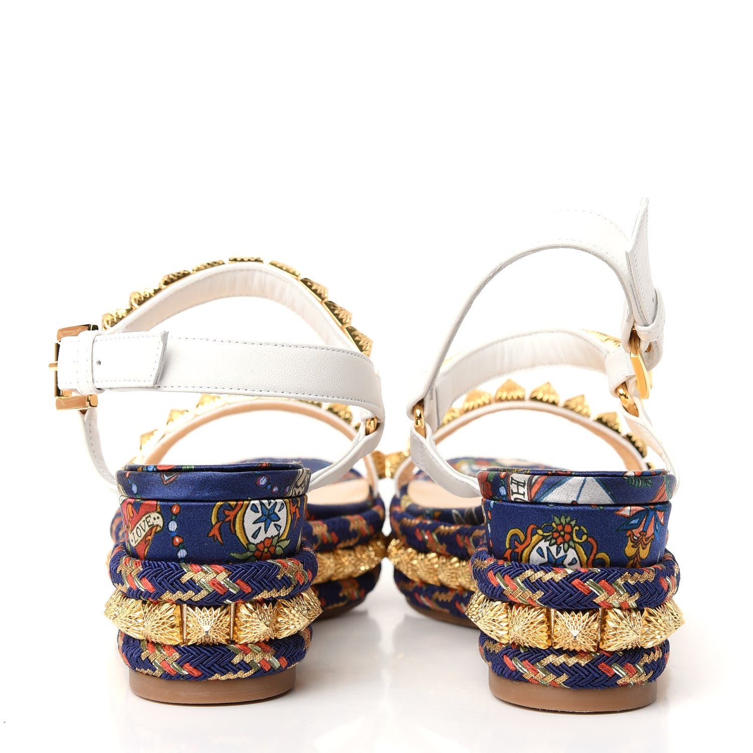 Christian Louboutin Nappa Soie Tattoo Pira Ryad 60 Platform Sandals 37 White Navy 7 of 10