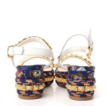 Christian Louboutin Nappa Soie Tattoo Pira Ryad 60 Platform Sandals 37 White Navy 7 of 10