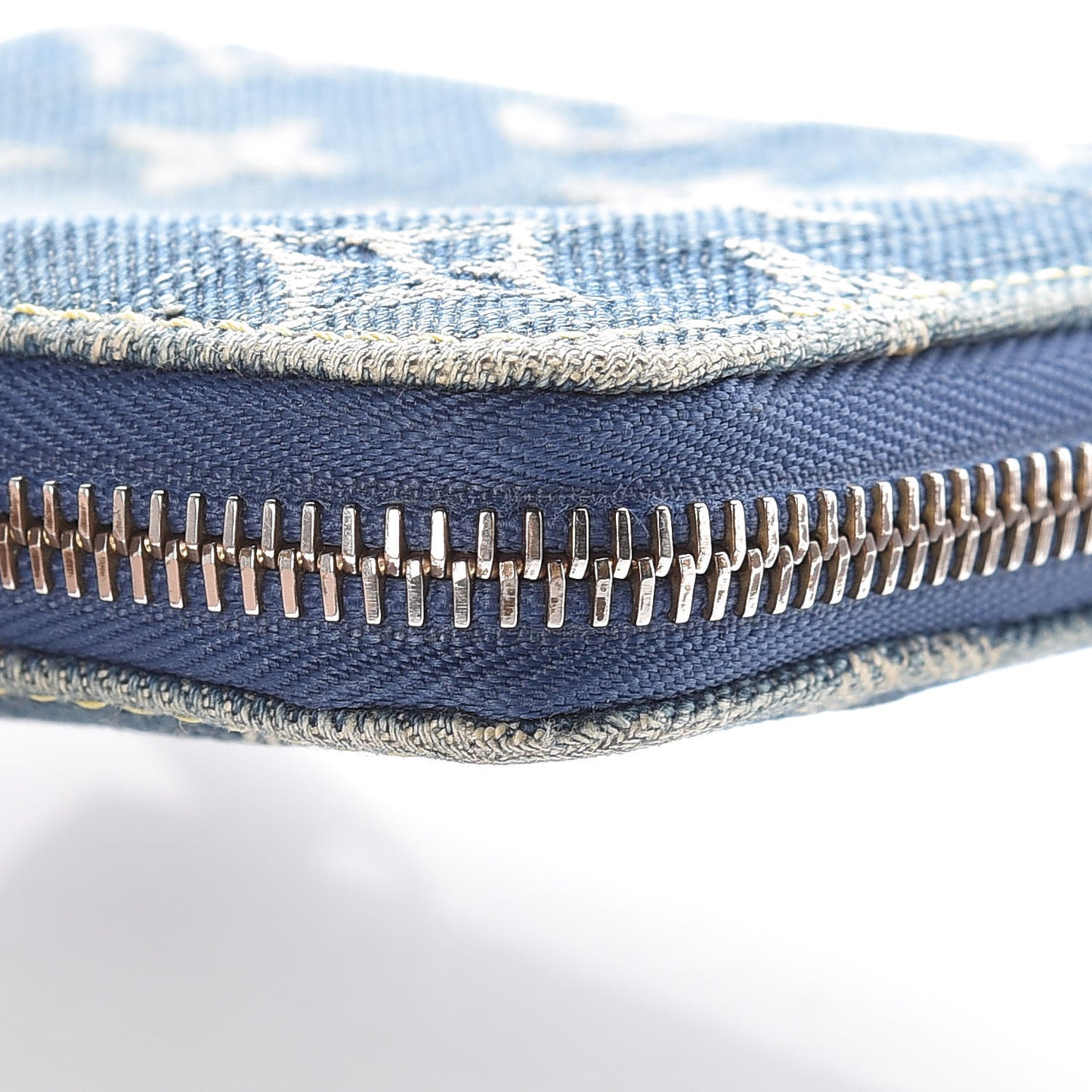 Denim Zip Compact Wallet Blue