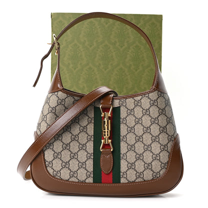 Gucci GG Supreme Monogram Azalea Calfskin Web Small Jackie 1961 Hobo Beige Ebony Brown Sugar 11 of 11