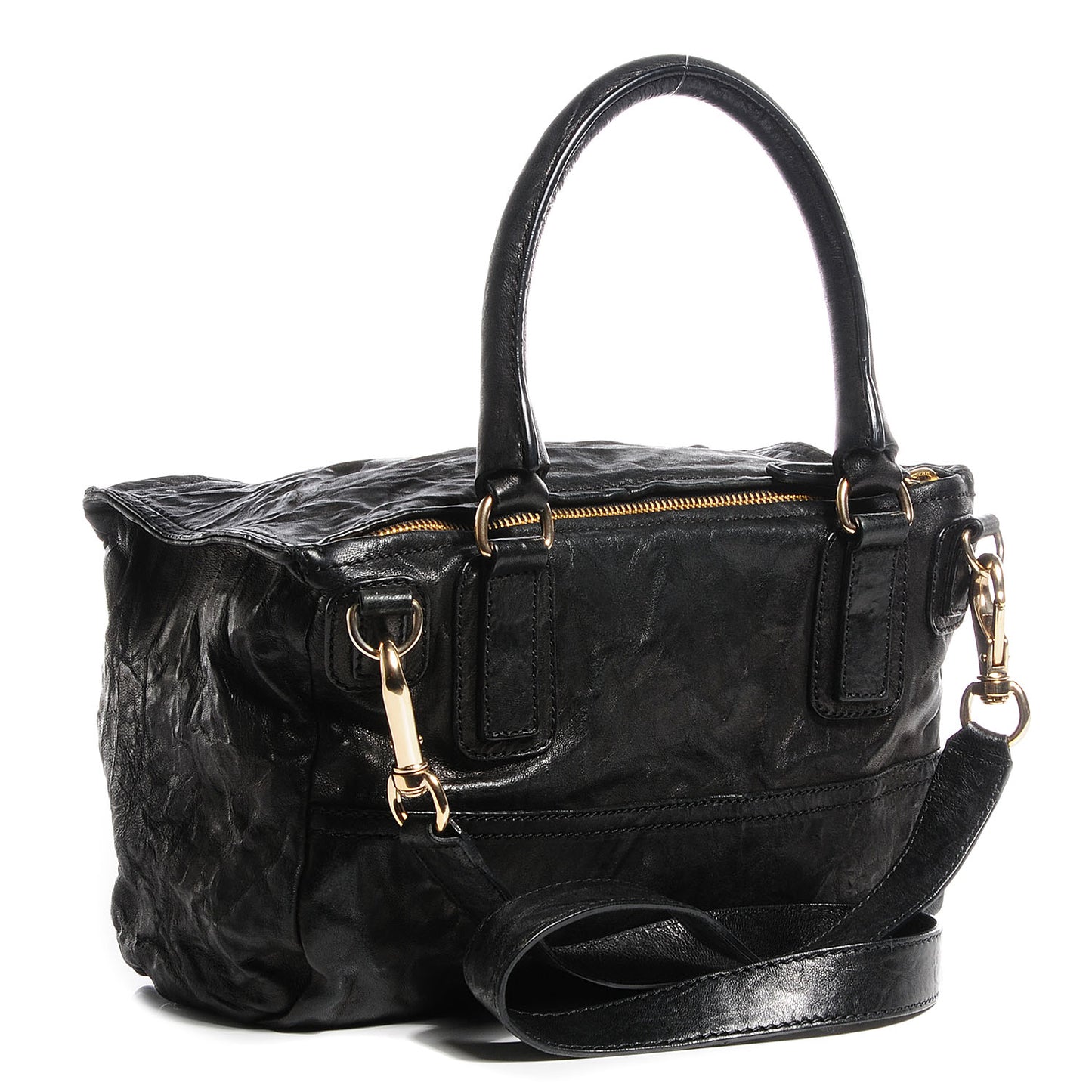 Tumbled Sheepskin Medium Pandora Bag Black