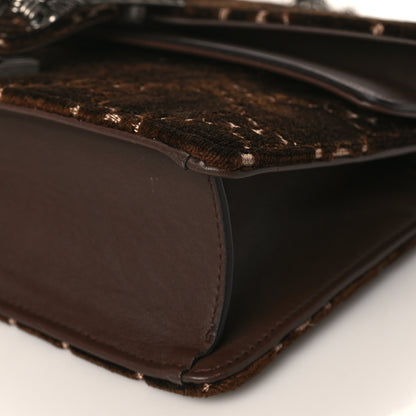 Gucci Velvet Moon Calfskin Crystal GG Monogram Small Dionysus Shoulder Bag Brown Vintage Cocoa Black Diamond 9 of 9