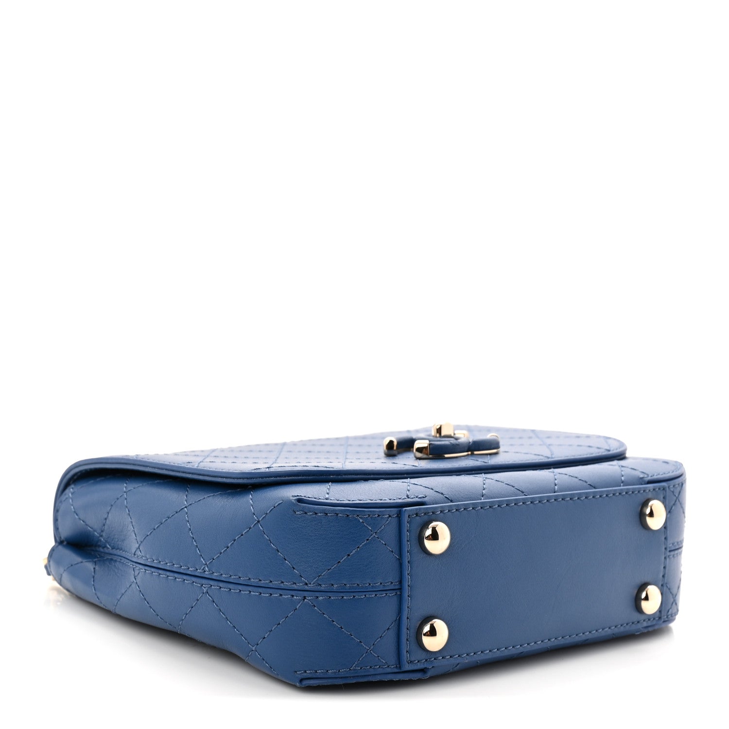 Chanel Calfskin Stitched Small Covered CC Flap Bag Blue 4 of 10