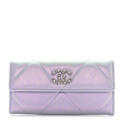 Chanel Iridescent Calfskin Quilted Chanel 19 Flap Wallet Light Purple 1 of 11