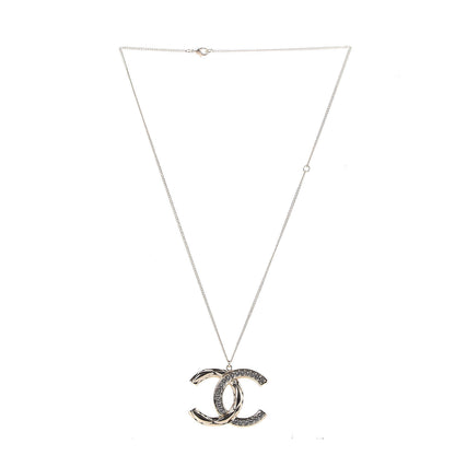 Chanel Crystal Quilted CC Pendant Necklace Gold 3 of 6