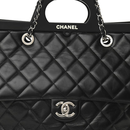 Chanel Glazed Calfskin Quilted Large CC Delivery Tote Black 8 of 16