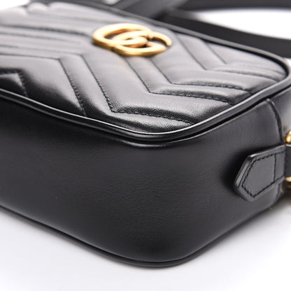 Gucci Calfskin Matelasse Mini GG Marmont Chain Shoulder Bag Black 10 of 11