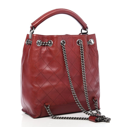 Chanel Calfskin Stitched Medium Urban Luxury Drawstring Backpack Dark Red 2 of 9