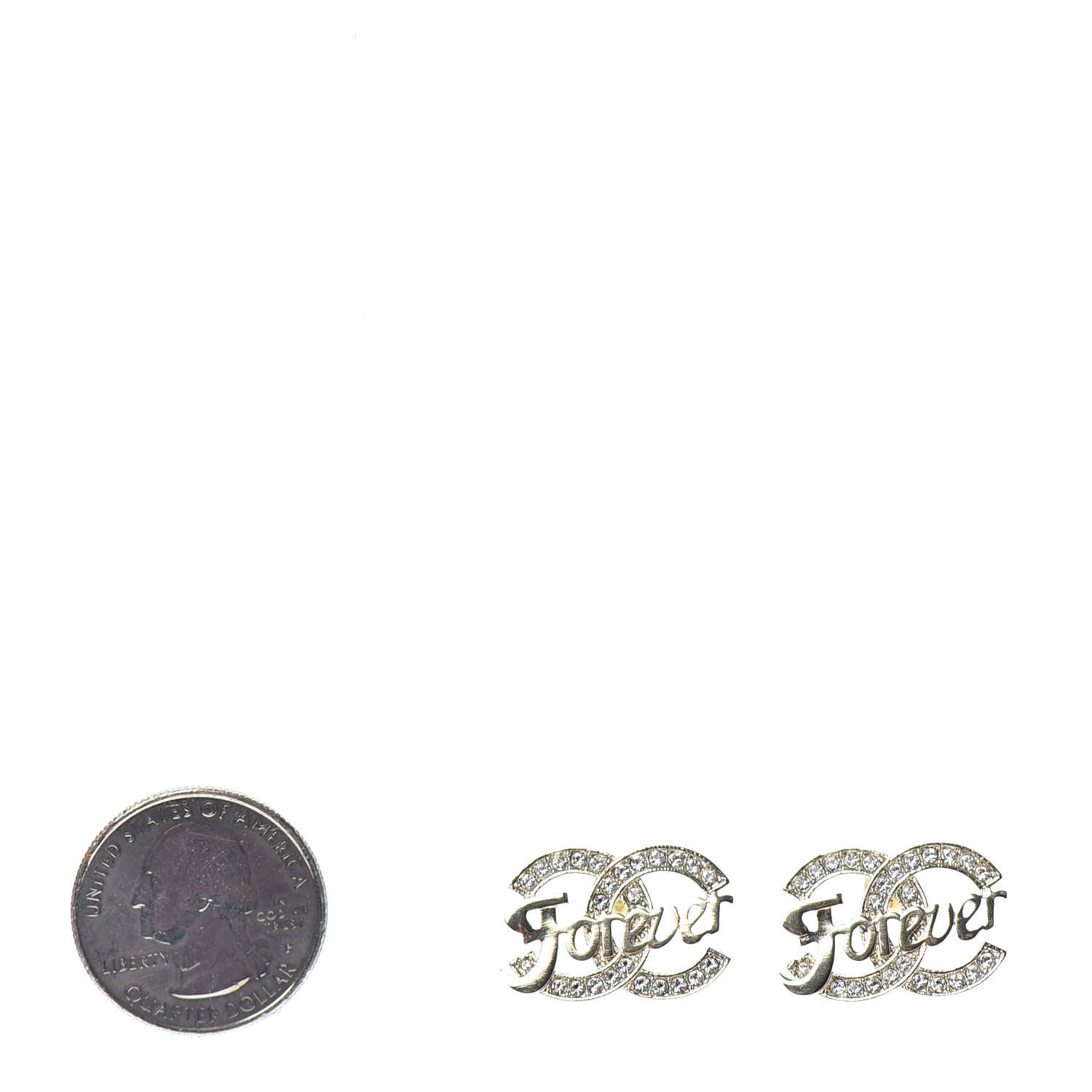 Chanel Crystal CC Forever Earrings Gold 2 of 4