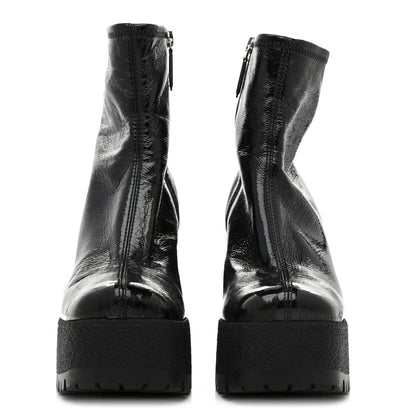 Miu Miu Naplak Patent Zip Lug Sole Boots 37 Black 3 of 9