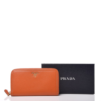 Prada Vitello Daino Zip Around Wallet Papaya 12 of 12