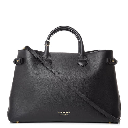 Burberry Grainy Calfskin House Check Large Banner Tote Black 1 of 14