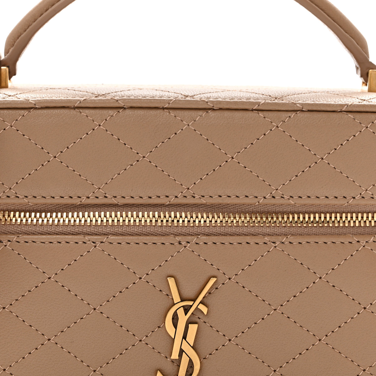 Saint Laurent Lambskin Quilted Mini Gaby Vanity Case Dark Toffee 7 of 9
