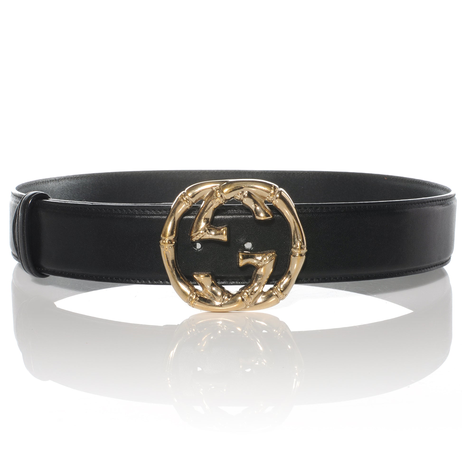 Gucci Leather Bamboo GG Buckle Belt 80 32 Black 1 of 7