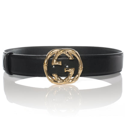 Gucci Leather Bamboo GG Buckle Belt 80 32 Black 1 of 7