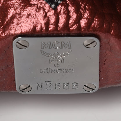 MCM Metallic Visetos Medium Side Stud Stark Backpack Scooter Red Black 8 of 11