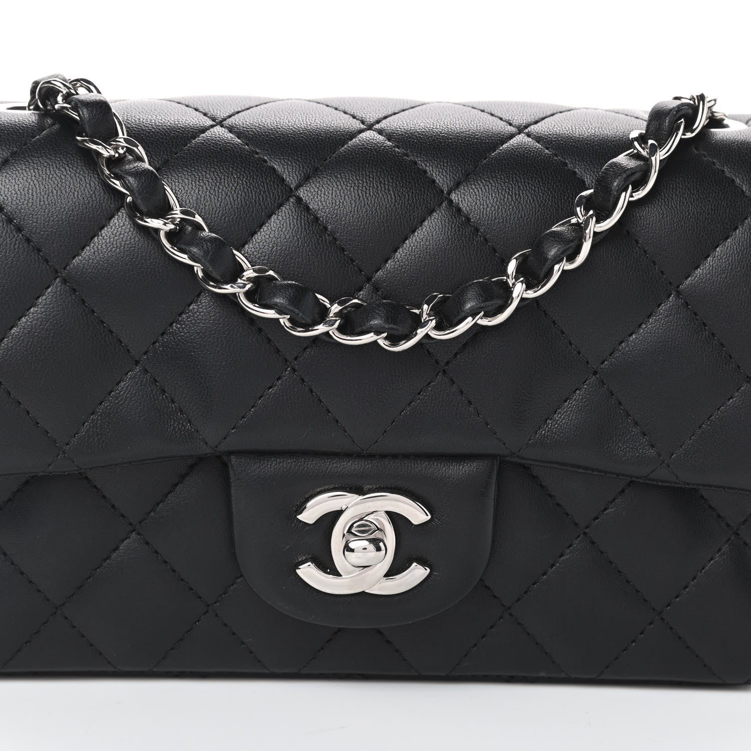Chanel Lambskin Quilted Mini Rectangular Flap Black 8 of 11