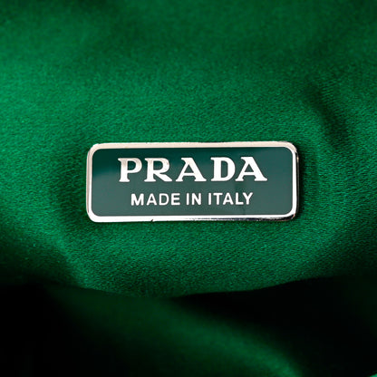 Prada Satin Net Chain Bag Green Black 6 of 9