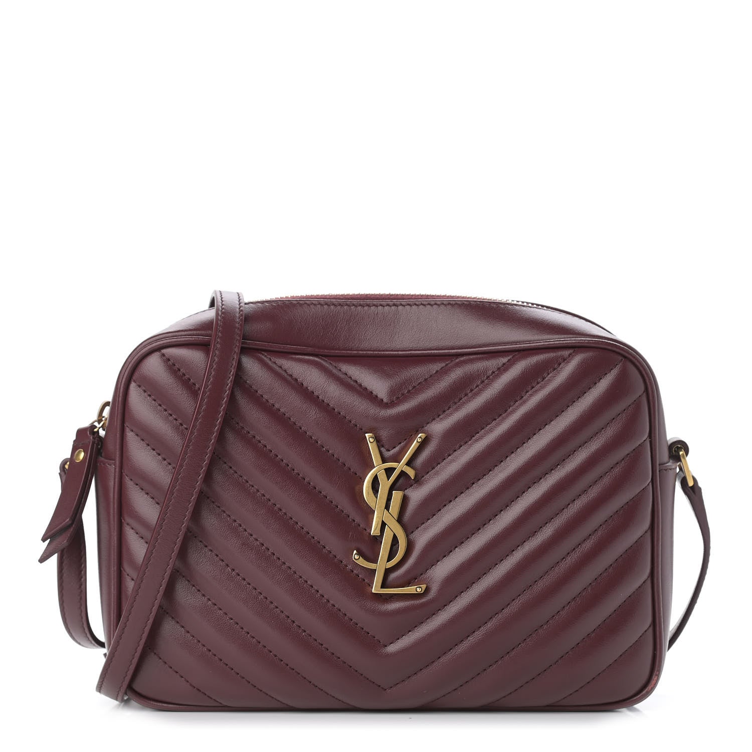 Saint Laurent Calfskin Matelasse Monogram Lou Camera Bag Dark Legion Red 1 of 10