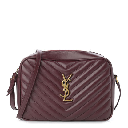 Saint Laurent Calfskin Matelasse Monogram Lou Camera Bag Dark Legion Red 1 of 10