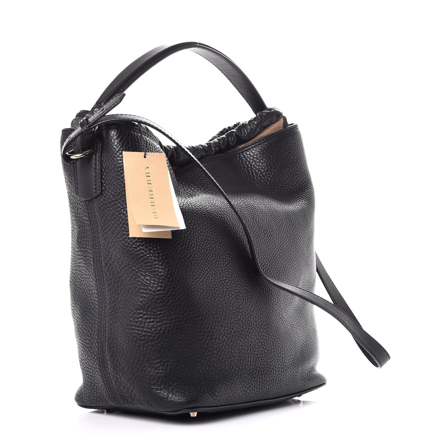 Burberry Grainy Calfskin Medium Check Ashby Hobo Black 4 of 9