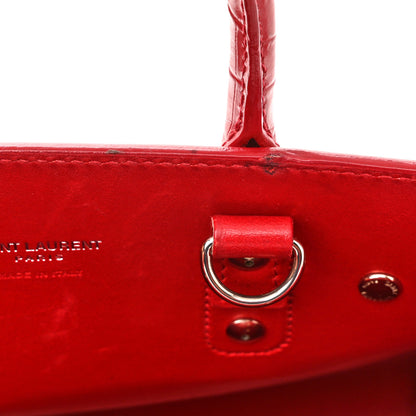 Saint Laurent Calfskin Crocodile Embossed Nano Sac De Jour Red 11 of 12