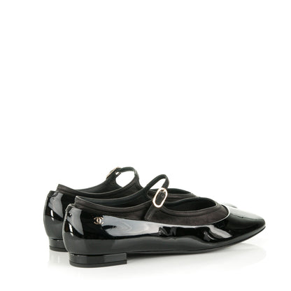 Chanel Patent Calfskin Mary Jane Ballerina Flats 39.5 Black 4 of 7